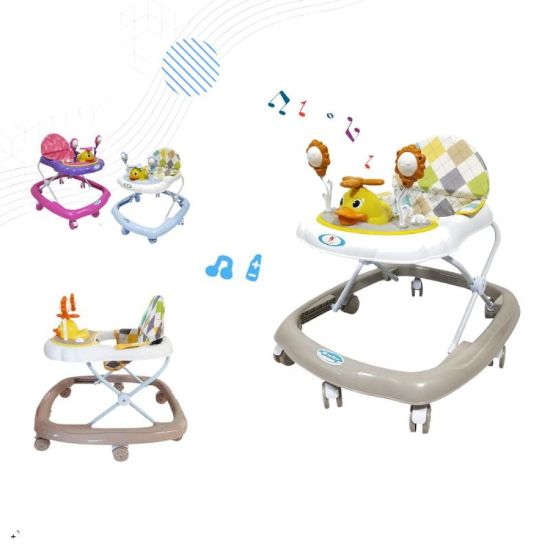 صورة مشاية أطفال موسيقية بتصميم البطة والأسد